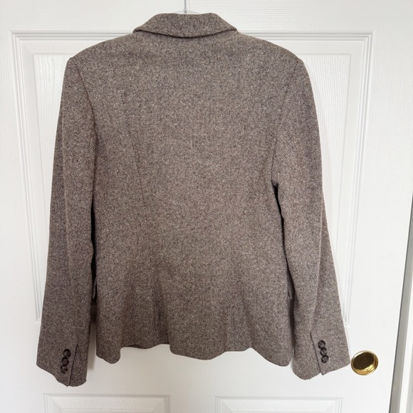 VINTAGE Banana Republic Wool Silk Blend Brown Tweed Blazer Jacket - Picture 3 of 11